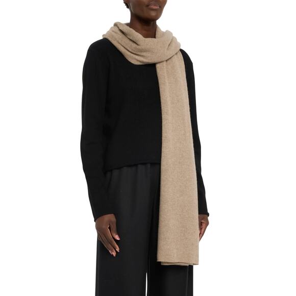 Lisa Yang Paris Scarf 100% Cashmere Mole Shawl Marled Dark Taupe Brown 75x205cm - Picture 1 of 11